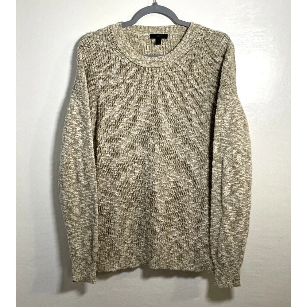 J.Crew Women's Linen Blend Oversized Sweater Beige Size Medium Preppy Casual